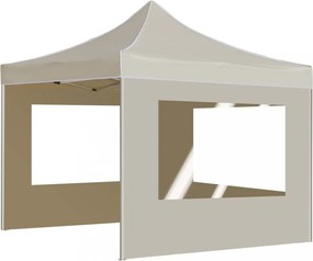 krémszínű összecsukható rendezvénysátor falakkal 3 x 3 m