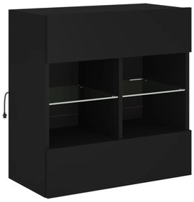 fekete falra szerelhető TV-szekrény LED-lámpákkal 58,5x30x60,5