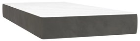sötétszürke bársony rugós és LED-es ágy matraccal 120x190 cm