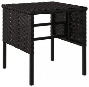 4 db fekete polyrattan kerti lábzsámoly párnákkal