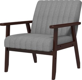 HOMCOM Szövet Kárpitozott Karosszék Fával és Tubuláris Varrottal, Szürke | Aosom