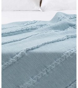 Kék pamut ágytakaró franciaágyra 200x220 cm Trenza – Oyo Concept