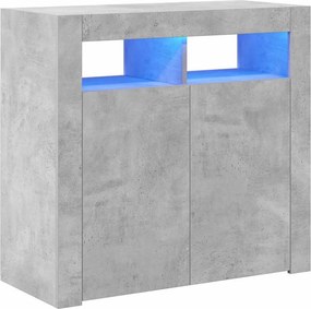 vidaXL betonszürke tálalószekrény LED-világítással 80 x 35 x 75 cm
