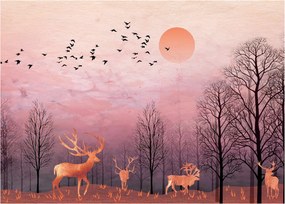 Kép - Szarvas a lenyugvó nap fényében (üvegen) (70x50 cm)