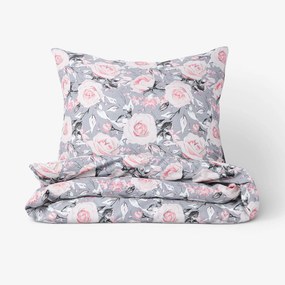 Goldea pamut ágyneműhuzat - régi rózsaszín virágok 140 x 200 és 70 x 90 cm