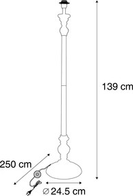 Klasszikus állólámpa fekete színben, búra nélkül - Classico