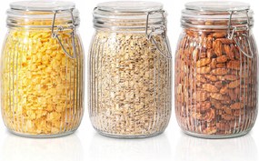 ComSaf 3 db-os 1450 ml-es üvegtégely szett R17 hermetikus klipsszel