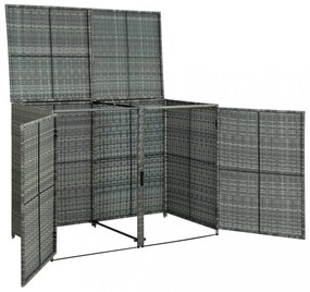 antracit polyrattan dupla tároló gurulós kukához 148x77x111 cm