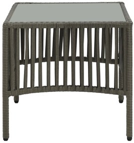 2 db szürke polyrattan napozóágy asztalkával