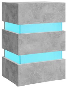 Betonszürke szerelt fa LED-es éjjeliszekrény 45 x 35 x 67 cm