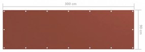 terrakotta oxford-szövet erkélyparaván 90 x 300 cm