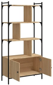 sonoma tölgy szerelt fa könyvespolc ajtókkal 76,5x30x154,5 cm
