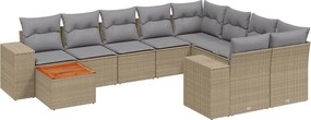 vidaXL 10 részes bézs polyrattan kerti ülőgarnitúra párnával