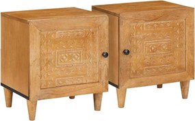 vidaXL Éjjeliszekrény 2 pcs Világos Barna 40 x 33 x 46 cm Tömör akácfa