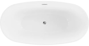 Mexen Eris, szabadon álló kád 155 x 80 cm, fehér-fekete, króm túlfolyó, 53441558075-01