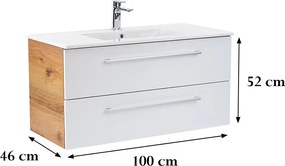 Vario Clam 100 alsó szekrény mosdóval tölgy-fehér
