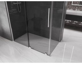 Mexen Velar, zuhanykabin tolóajtóval 150 x 85 cm, 8mm szürke üveg, króm, 871-150-085-41-01