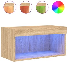sonoma tölgy színű TV-szekrény LED-világítással 60 x 30 x 30 cm