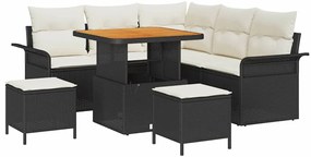 vidaXL Kerti Kanapé Szett párnával 8 pcs Fekete polirattan