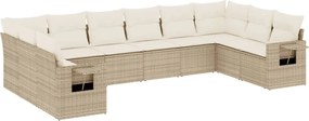 vidaXL 10 részes bézs polyrattan kerti ülőgarnitúra párnával