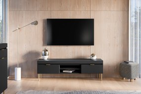 Sentia TV-szekrény 157 cm - fekete / aranysárga lábak