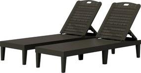 Outsunny 2 darabos Napozóágy időjárásálló Kert Napozóágy 4 szintben állítható háttámlával 120 kg teherbírással Kültéri Fekvőbútor Medence, Strand | Ao