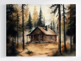 Poszter Tájkép Erdő Házikó Nyugalom 80x60