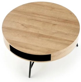 Kávésasztal CAMILA 41x80 cm arany tölgy/fekete