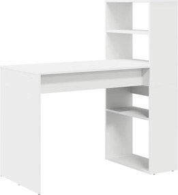 vidaXL Asztal polcokkal tárolóval Fehér 113 x 54 x 120 cm Faanyag