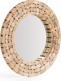 Fali tükör tömörfa kerettel ø 80 cm Eliptic – Kave Home