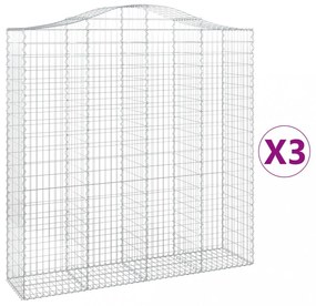 3 db íves horganyzott vas gabion kosár 200x50x200/220 cm