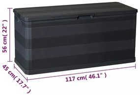 fekete kerti tárolóláda 117 x 45 x 56 cm