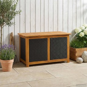 vidaXL Kerti Tároló Doboz 185 L Tömör Akácfa 90 x 50 x 56 cm Fekete
