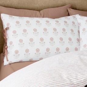 Fehér kétszemélyes hosszabbított ágyneműhuzat 230x220 cm Woodblock Floral – Pineapple Elephant