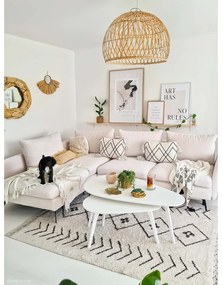 Krémszínű mosható kézi szövésű pamut szőnyeg 170x120 cm Bereber Rhombs – Lorena Canals