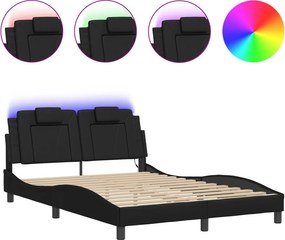 vidaXL fekete ágykeret Viana LED-ekkel matrac nélkül 140 x 190 cm