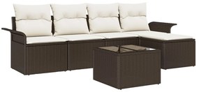 Kerti Kanapé Szett párnával tárolóval 6 pcs Barna Poli rattan