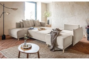 Bézs kordbársony kinyitható sarokkanapé (bal oldali-U alakú) Lazy Lukka – Miuform