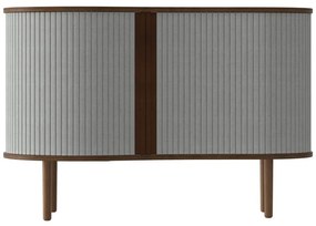 Szürke-barna alacsony komód tölgyfa dekorral, tolóajtóval 100x67 cm Audacious – UMAGE