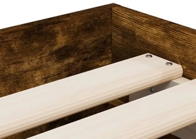 füstös tölgy színű szerelt fa ágykeret fiókokkal 100 x 200 cm