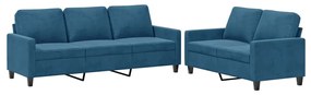 vidaXL 2 részes kék bársony ülőgarnitúra párnákkal