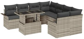 vidaXL Kerti Kanapé Szett párnával 9 pcs Világosszürke polirattan