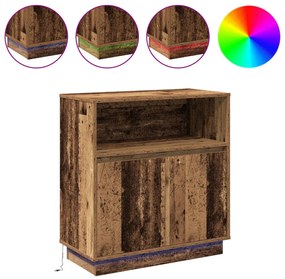 LED-es oldalszekrény Régi fa 71x34,5x75 cm Műszaki fa
