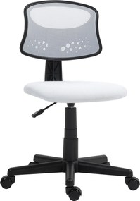HOMCOM Karfa Nélküli Ergonomikus Irodai Szék Háló Háttal Forgó Íróasztali Szék Magasságállító Irodai Szék 120 kg Teherbírás Fehér | Aosom