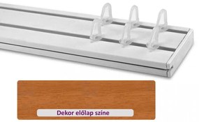 Elegáns tölgy 45 mm-es előlapos kétsoros műanyag mennyezeti sínes karnis 300 cm-es szett