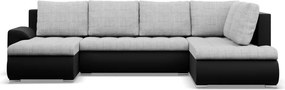 Tokio U sarokkanapé, 3 ágyneműtartóval, fonott + műbőr, jobboldali, szürke - fekete