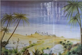 Háttér Fólia karácsonyi betlehemhez- Pálmafák méretek: 70x100cm