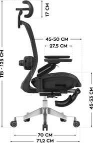 LeadPro Irodai forgószék, masszázs funkció, 3D deréktámasz és lábtartó, 4D fejtámla, háló, fekete
