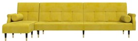 sárga L-alakú bársony kanapéágy 271x140x70 cm