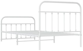 fehér fém ágykeret fej- és lábtámlával 107 x 203 cm
